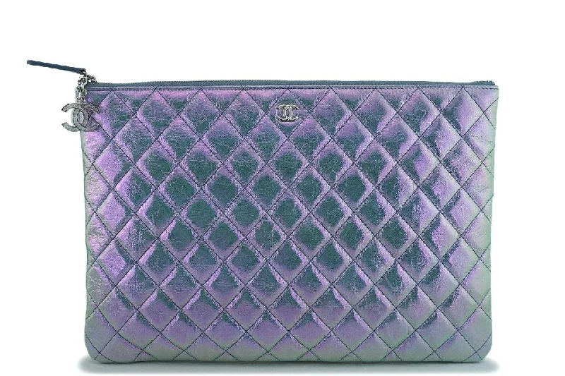 NIB 19S Chanel Blue-Violet Iridescent Large O Case CC Clutch Bag SHW Everyday Bags, Budget-Friendly