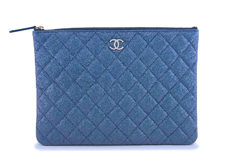 NIB 19S Chanel Iridescent Blue Pearly CC Medium O Case Clutch Bag Handbag Deals You'll Love