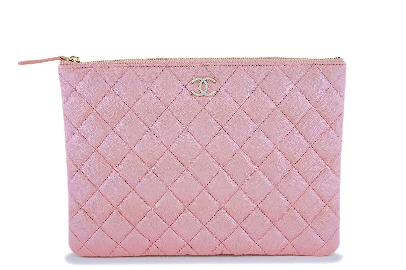 NIB 19S Chanel Iridescent Pink Pearly CC Medium O Case Clutch Bag Affordable Elegance, Grab Yours