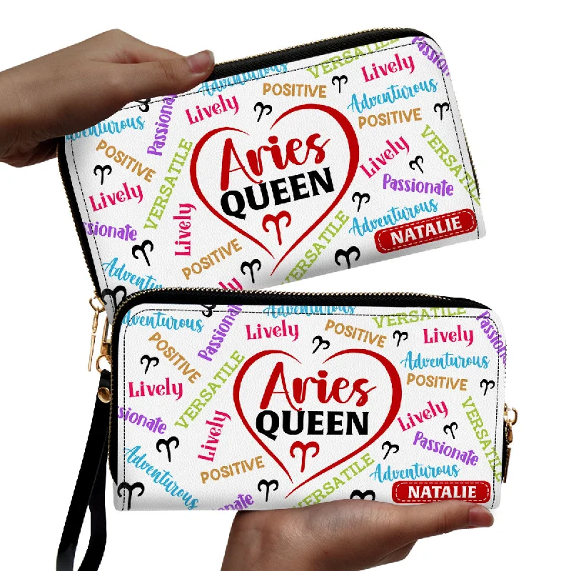 Zodiac Queen - Personalized Leather Clutch Purse SBCPLN2567M