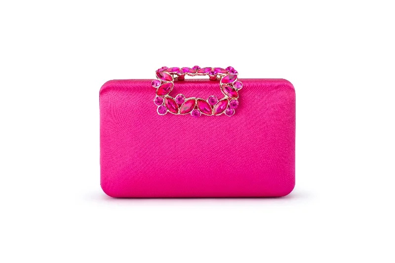 Margalit Crystal Lock Clutch (Fuchsia) Timeless Handbags, Flash Sale