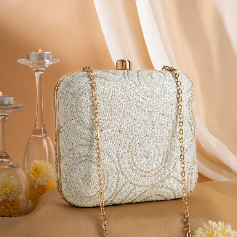 Teejh Nishi Circles Embroidered Clutch Premium Quality Bags, Budget Prices