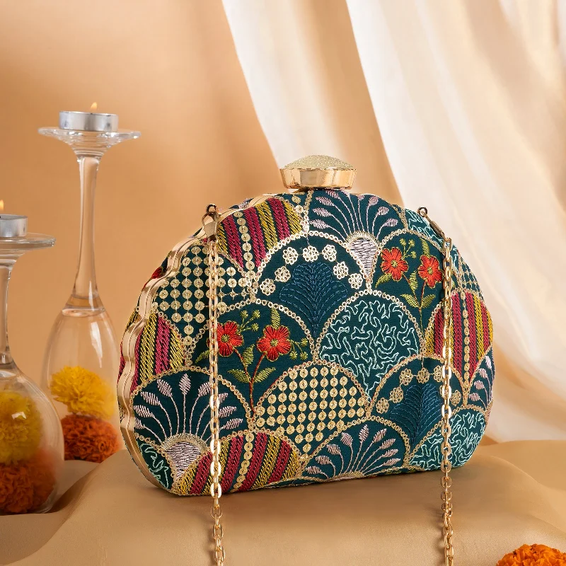 Teejh Siva Multicoloured Applique Clutch Handbag Deals You'll Love