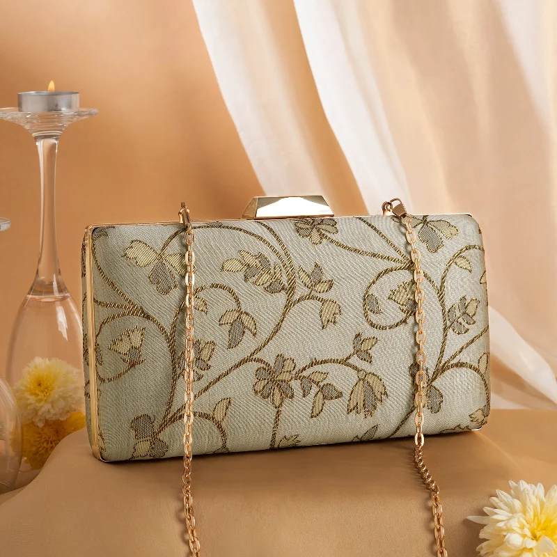 Teejh Yashvi Golden Floral Clutch