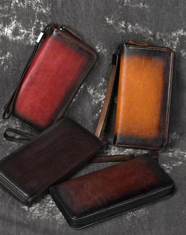 Handmade Leather Men's Zipper Long Wallet Clutch Wallet Wristlet Wallet For Men Luxury Totes, Affordable Prices Handmade Leather Men's Zipper Long Wallet Clutch Wallet Wristlet Wallet For Men Luxury Totes, Affordable Prices
