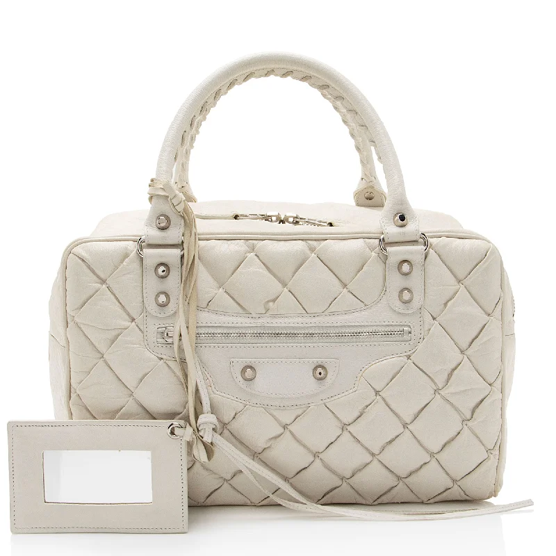 Balenciaga Chevre Quilted Matelasse Leather Boston Bag (SHF-KI2lV2)