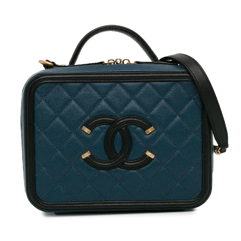 Chanel Medium Bicolor Caviar CC Filigree Vanity Case (SHG-FS85RY)