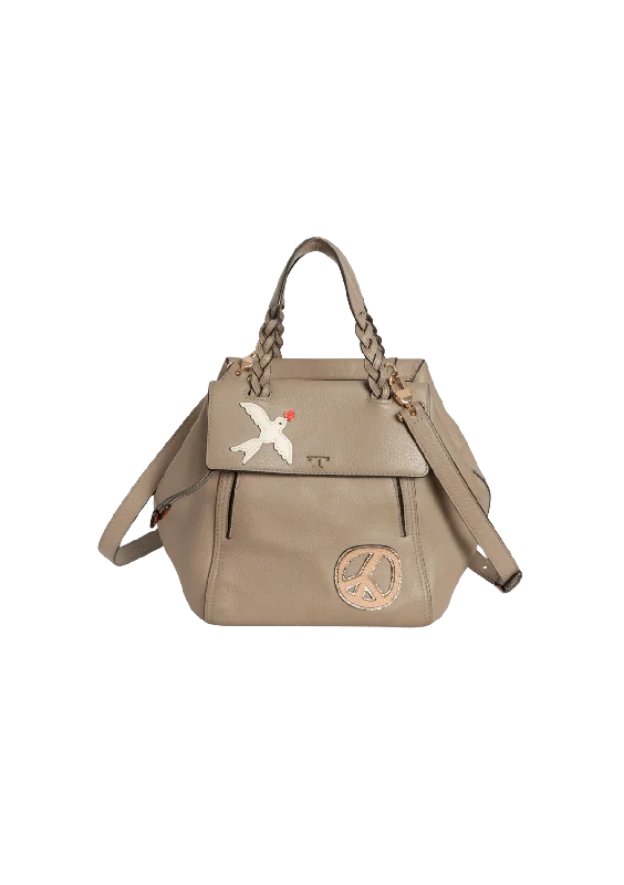 PEACE AND LOVE LEATHER SATCHEL