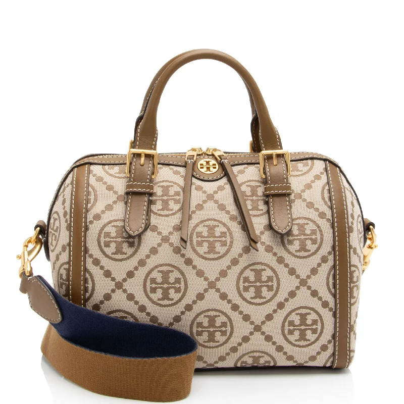 Tory Burch Canvas T Monogram Barrel Satchel (SHF-q9kpN4)